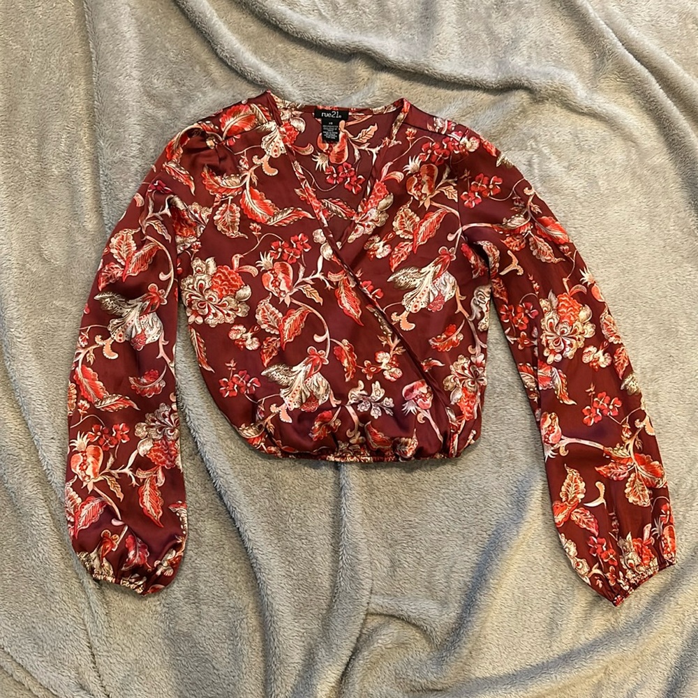 Red Floral Blouse
